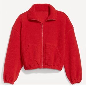 NWT OLD NAVY Oversized Full-Zip Sherpa Pullover Color: Robbie Red